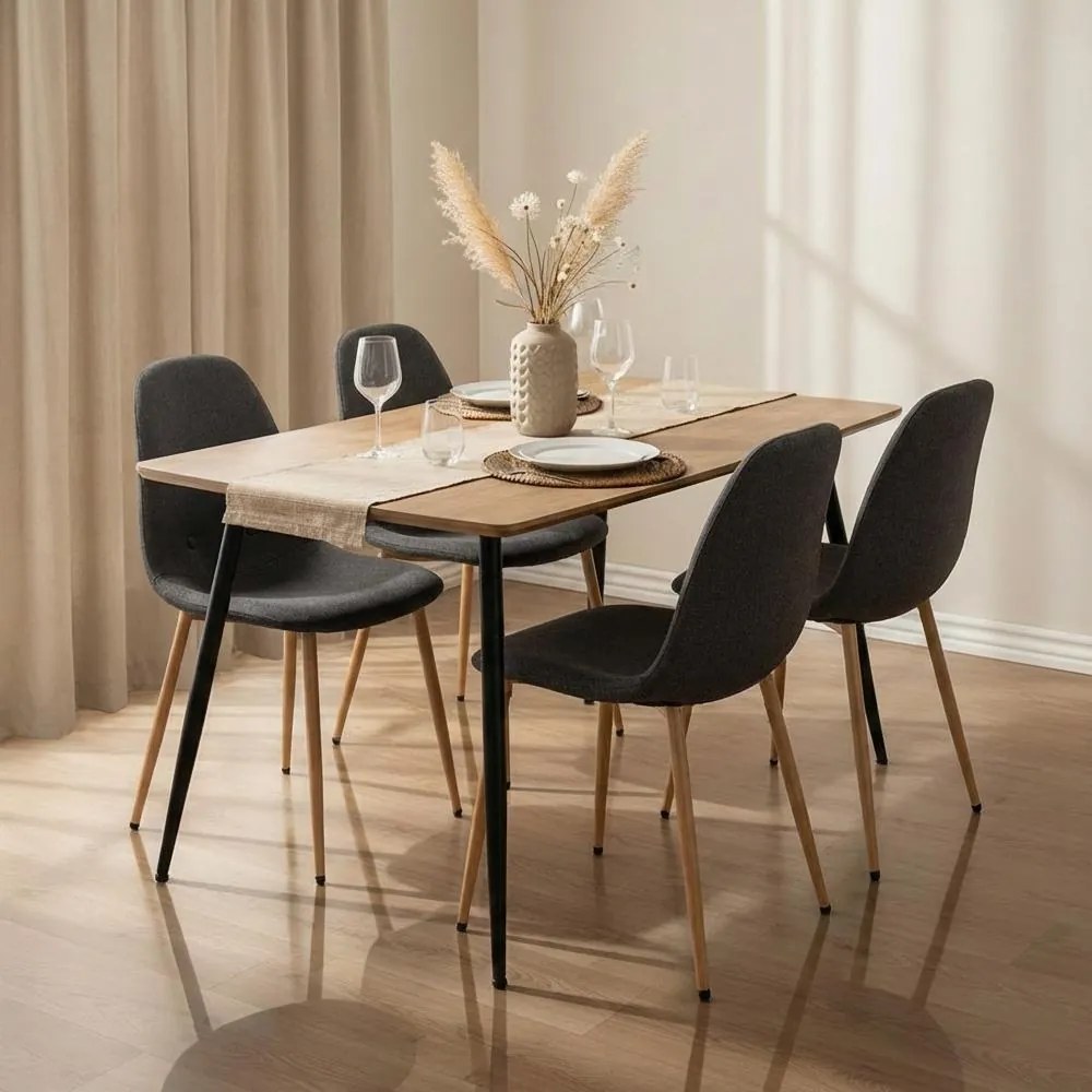 Jedálenský set 4x stoličky + stôl 120 cm AVENBERG NATURAL, sivá