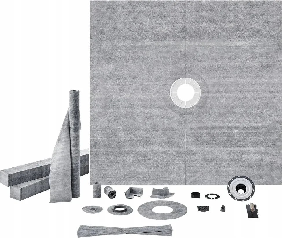 Sprchová vanička štvorcová 1828 x 1828 mm, vodotesný nerezový set