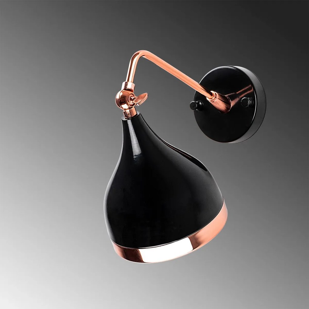 Nástenné svietidlo Yıldo I čierna/meď