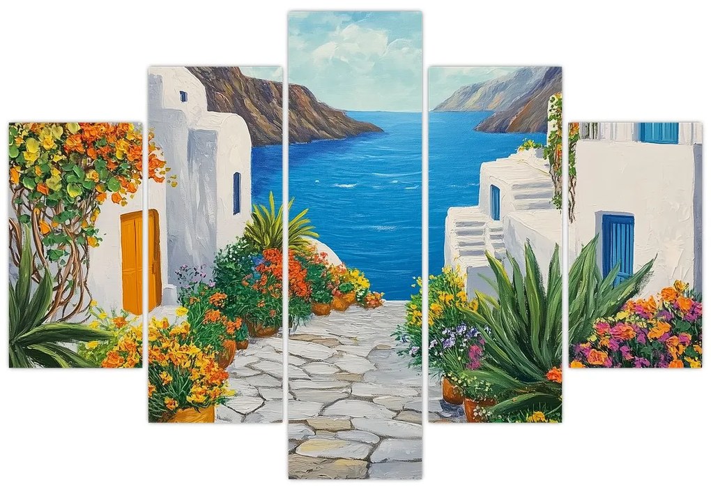 Obraz - Grécka ulička (150x105 cm)