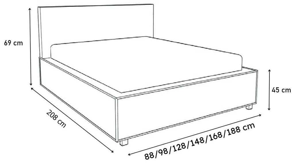 Vyvýšená posteľ JOANA + rošt ZADARMO, 90 x 200 cm, dub-lak