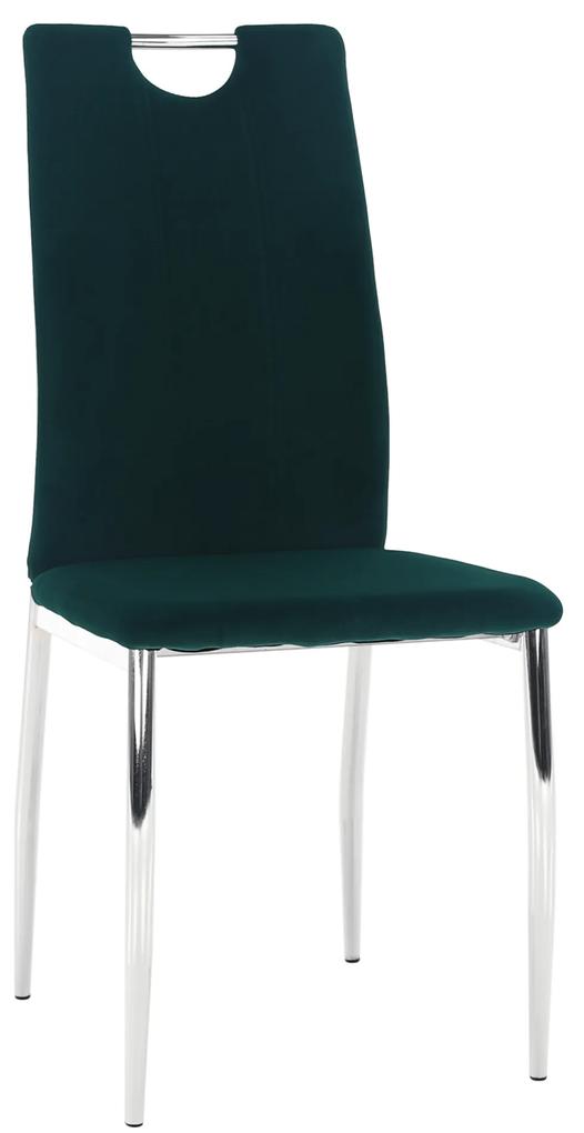 Kondela Jedálenská stolička, smaragdová Velvet látka/chróm, OLIVA NEW