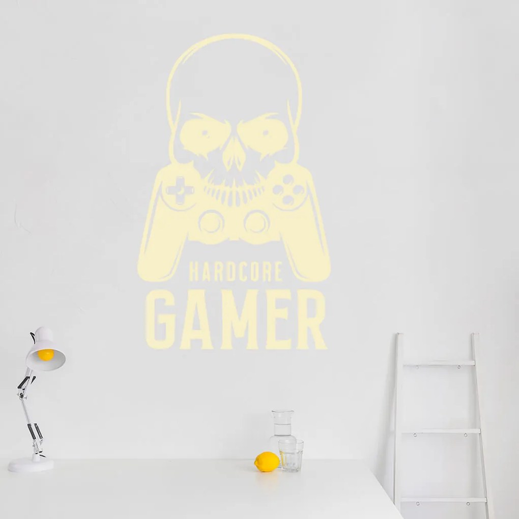 Veselá Stena Samolepka Hardcore Gamer Farba: žlutá, Veľkosť: 100 x 61 cm