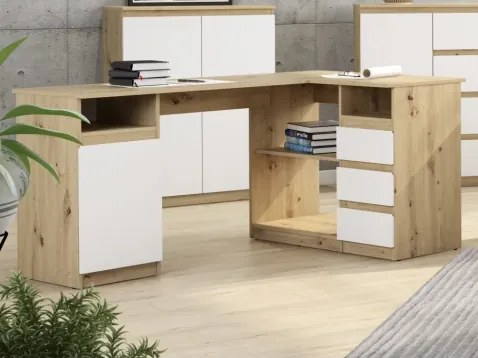 Rohový písací stôl Carlos, dub artisan/biea%