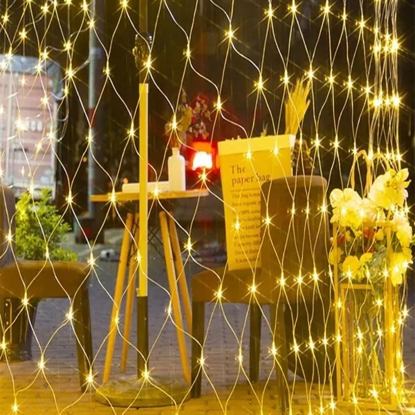 Vianočná sieťová svetelná reťaz teplá biela 100 LED 100x200cm