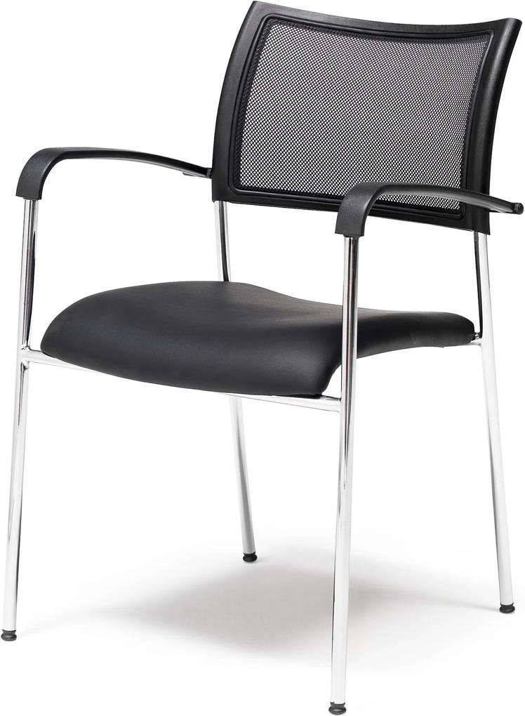 Konferenčná stolička Toronto, koženka, čierna/chróm