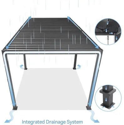 Pergola bioklimatická Rojaplast Intro Neo 530 x 300 x 255 cm voľne stojaca antracit