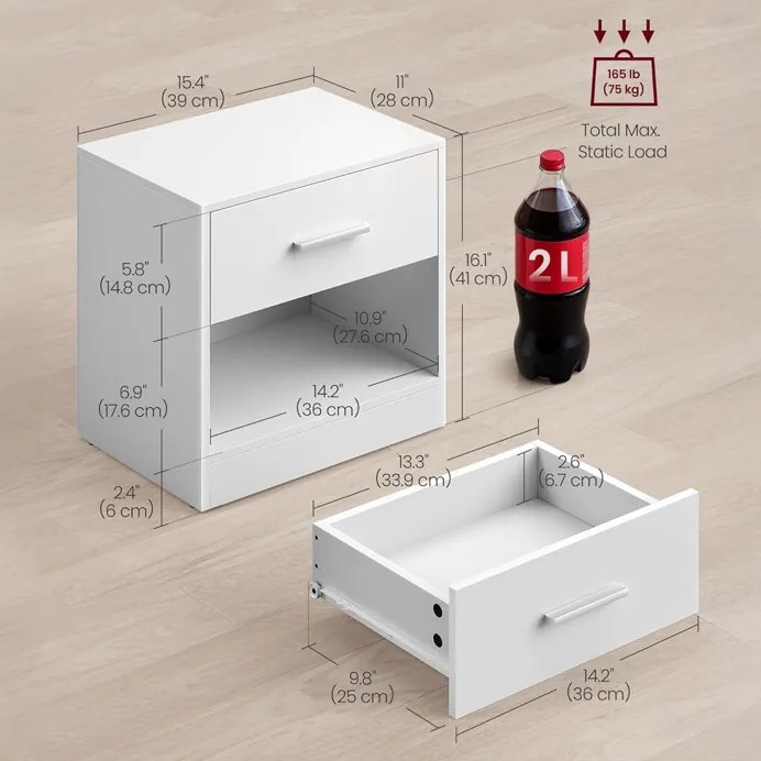 Autronic BONTEC Odkladací stolík 39x28x41cm, mdf, bielený dub, ANT-E1081 BUK Farba: Béžová