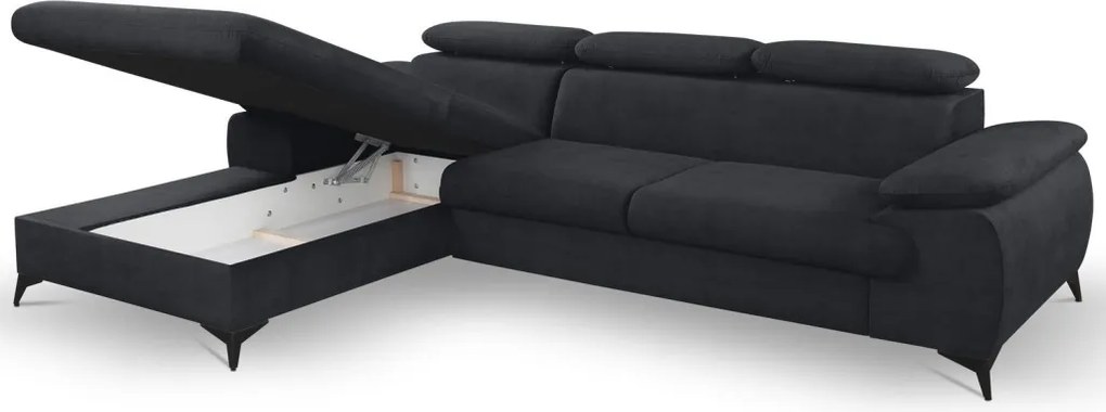 Rohová sedacia súprava Scala, antracitová šedá látka, ľavý roh