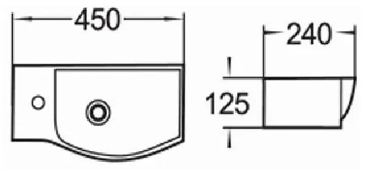Mexen HUGO UMÝVADLO, 45x24 CM, BIELA, 21254500 R