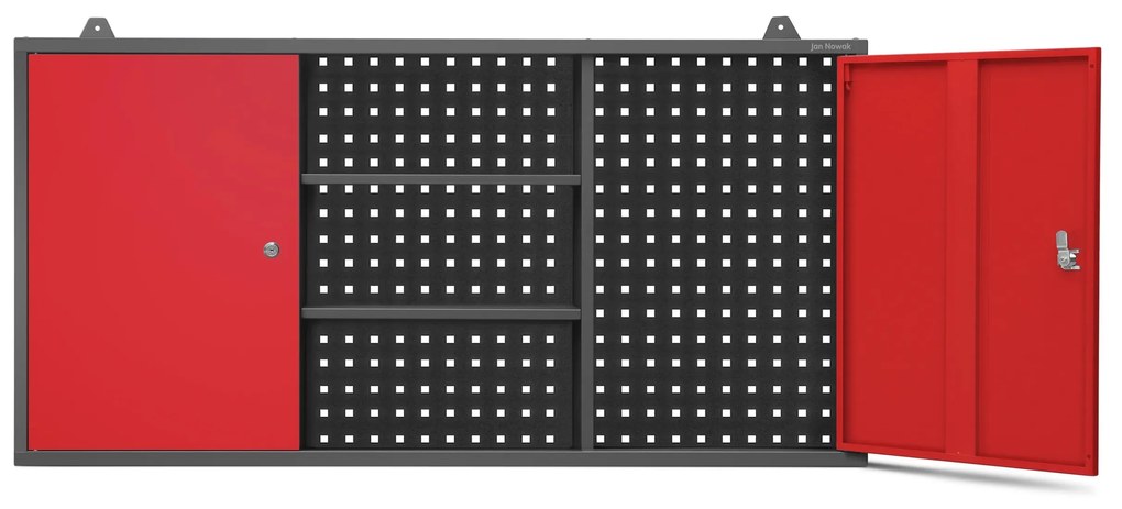 Závesná garážová skrinka BEN, 1200 x 600 x 200 mm, antracitovo červená