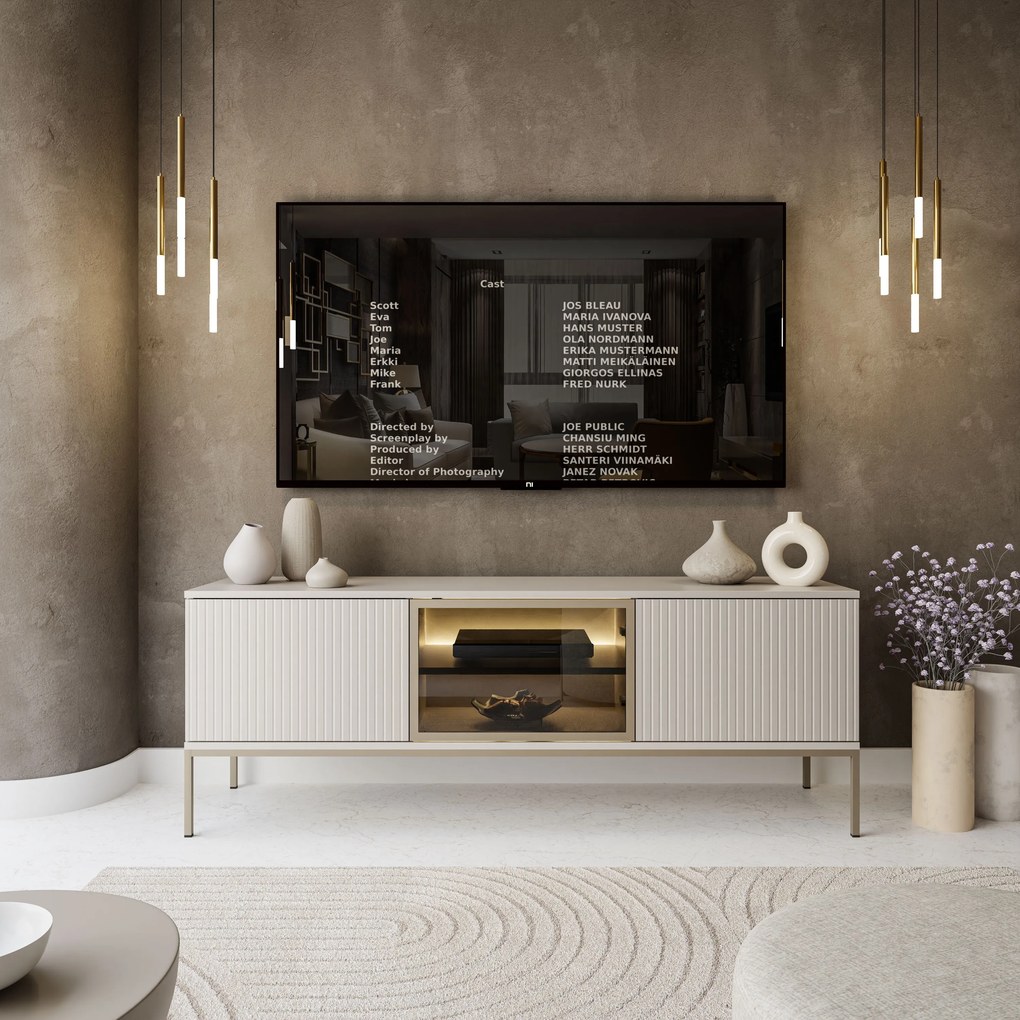 TV stolík ADRIENNE kašmír + Led osvetlenie