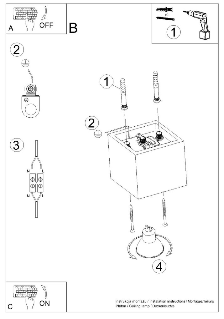 Stropné svietidlo QUAD 1 biele