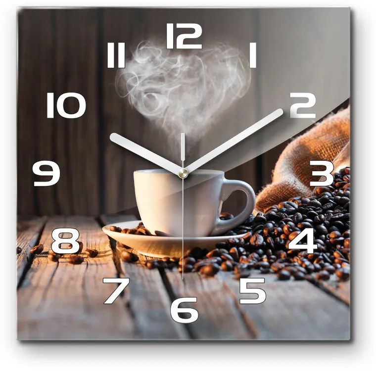 Sklenené hodiny štvorec Šálka kávy pl_zsk_30x30_f_106321309