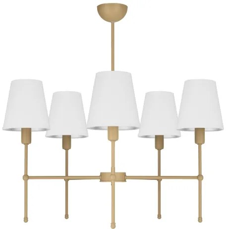 Luster na tyči MADELA 5xE14/40W/230V biela/béžová