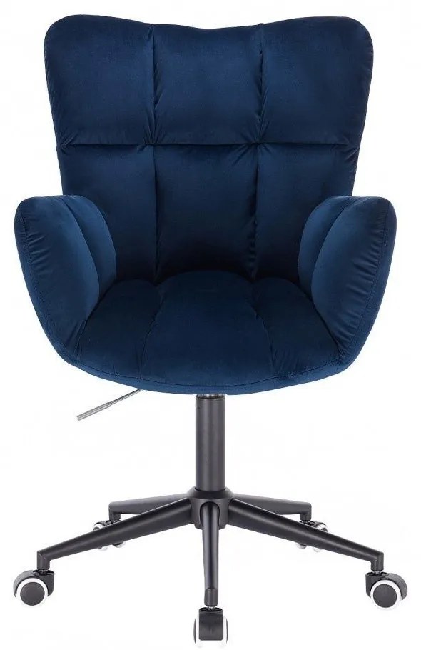 LuxuryForm DESIGN Otočné kreslo AURORA VELUR na čiernej podstave s kolieskami - modré