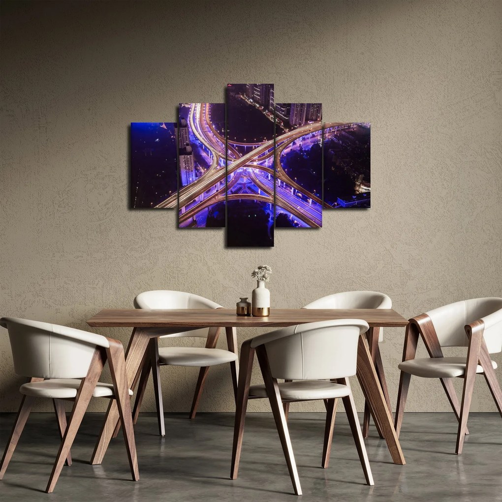 Obraz veľké križovatky v noci (150x105 cm)