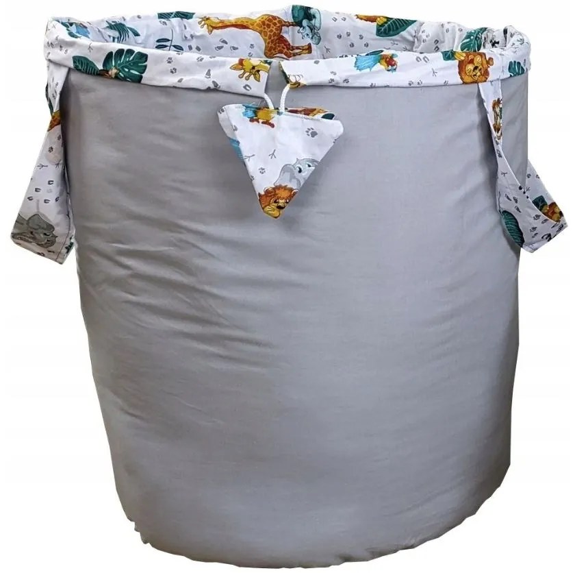 Detský kôš na hračky ANIMALS - JUNGLE - šedý