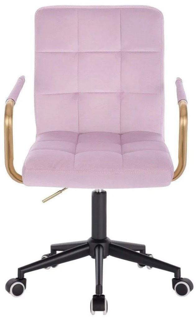 LuxuryForm DESIGN Stolička VERONA GOLD VELUR na čiernej podstave s kolieskami - levanduľa