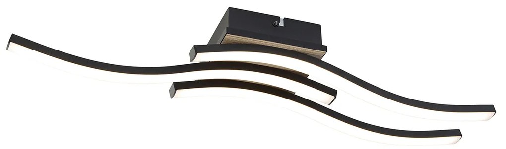 Dizajnové stropné svietidlo čierne s drevom vrátane LED 3 svietidiel - Vanesa
