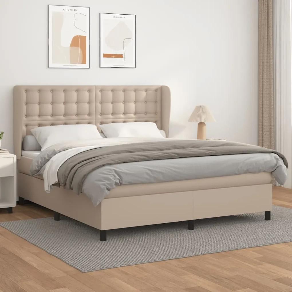 Boxspring posteľ s matracom kapučínová 160x200 cm umelá koža 3129044