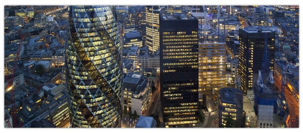 Obraz - Večerná panoráma Londýna (120x50 cm)