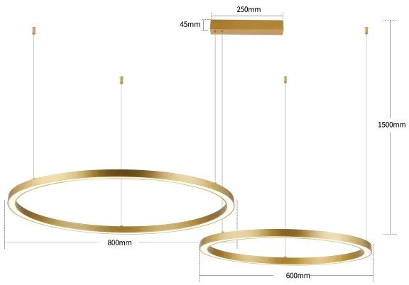Brilagi - stmievateľný LED luster na lane PORTOFINO LED/98W/230V zlatý +DO