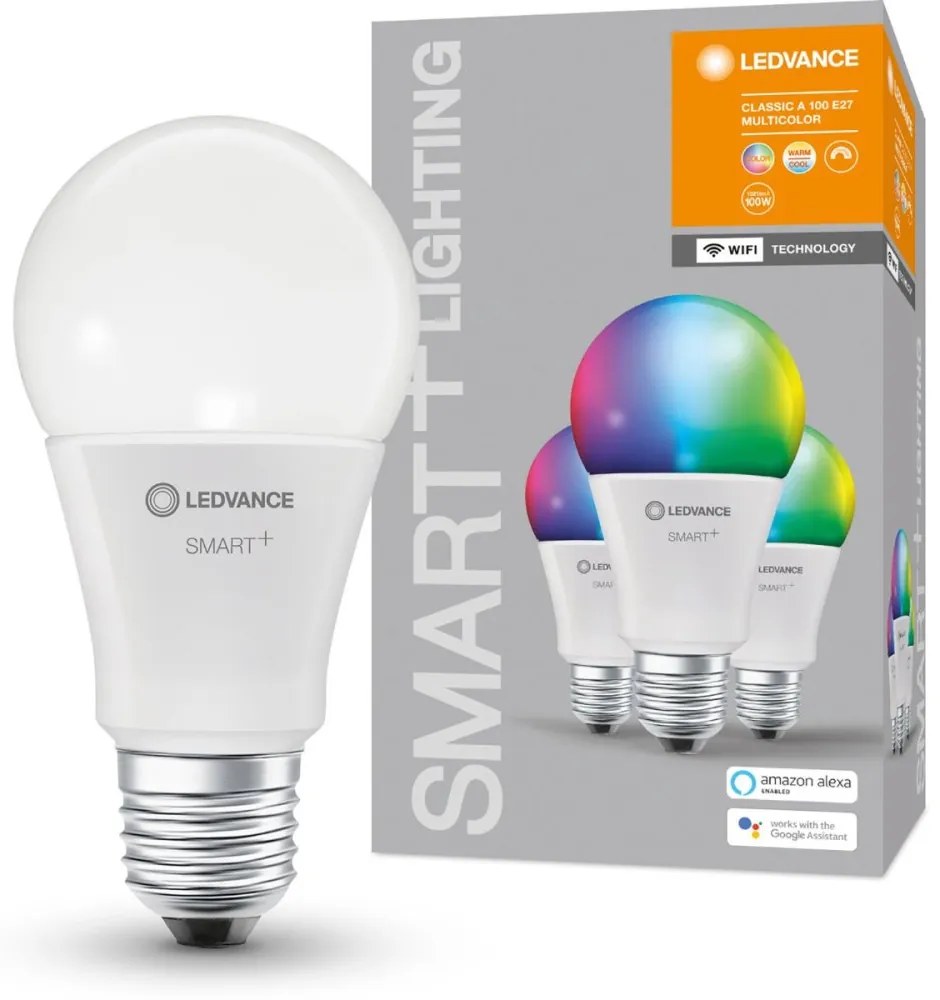 3PAK LED žiarovka E27 A75 14W = 100W 1521lm CCT RGB SMART+ WiFi Stmievateľná LEDVANCE