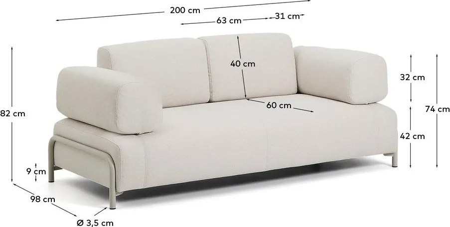Béžová ženilková pohovka 200 cm Compo – Kave Home