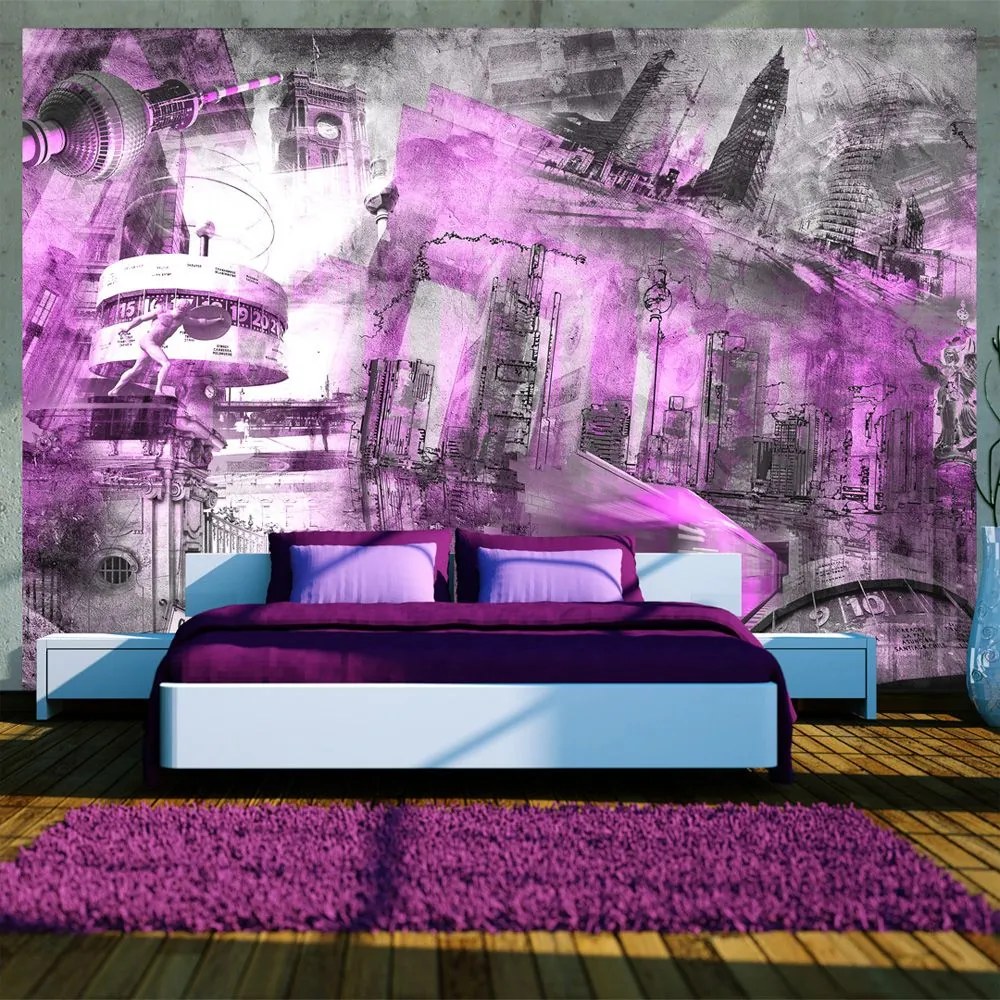 Fototapeta - Berlin - collage (violet) 350x245