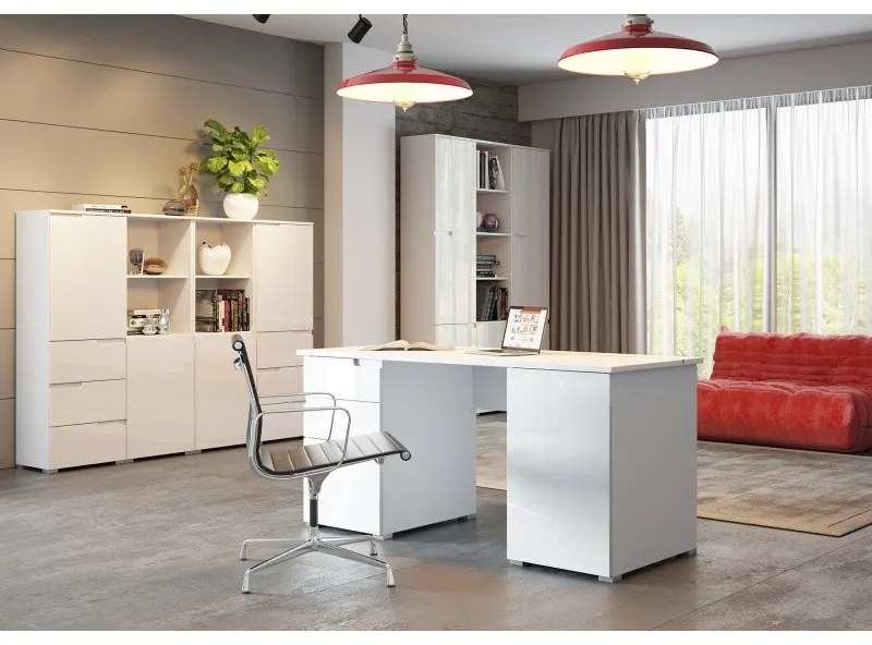 Regál Selene 216 cm biely lesk/mat