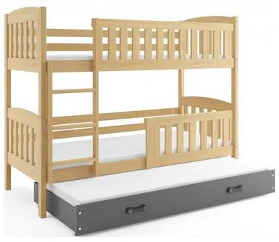 Detská poschodová posteľ KUBUS s výsuvnou posteľou 90x200 cm - borovica Ružová