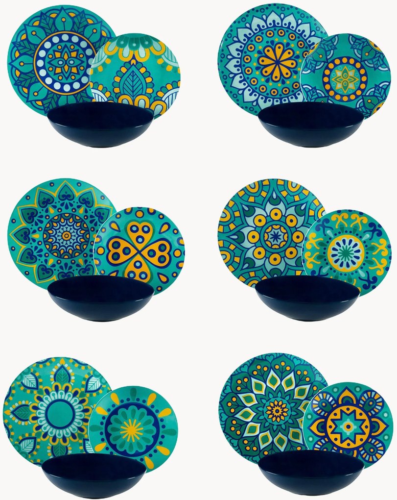 Súprava riadu Mandala Mediterraneo, 6 osôb, 18 ks