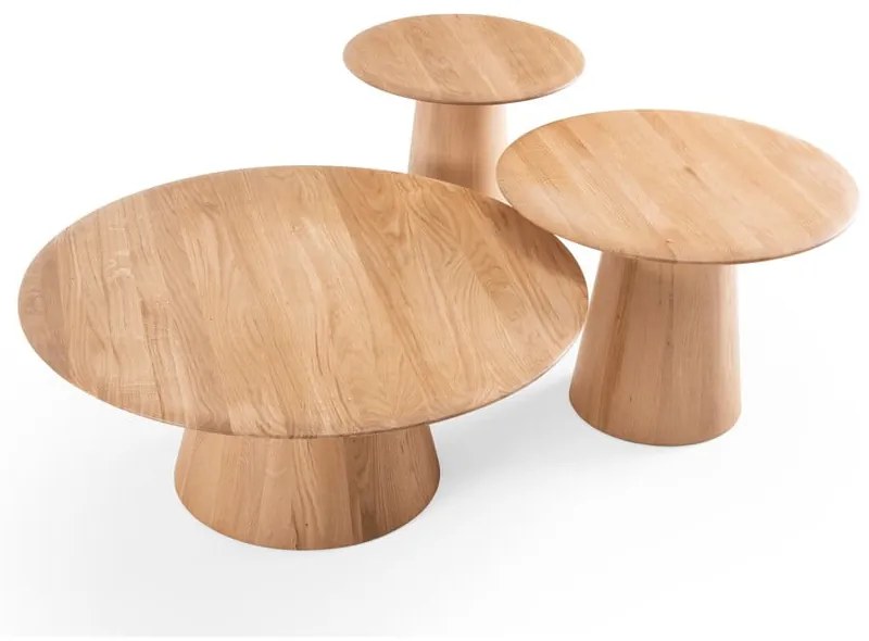 Okrúhly konferenčný stolík z dubového dreva v prírodnej farbe ø 80 cm Mushroom – Gazzda