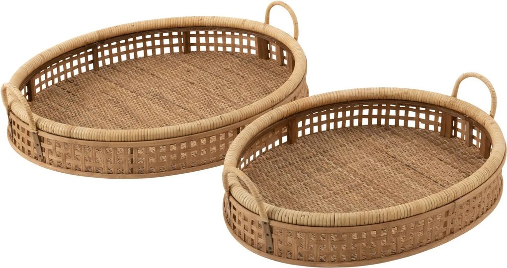 Prírodný oválny ratanový podnos s uchami Rattan / Bamboo M - 57*43*15 cm