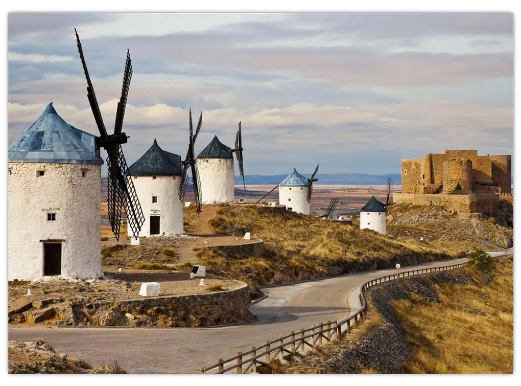 Obraz - Veterné mlyny Consuegra, Španielsko (70x50 cm)