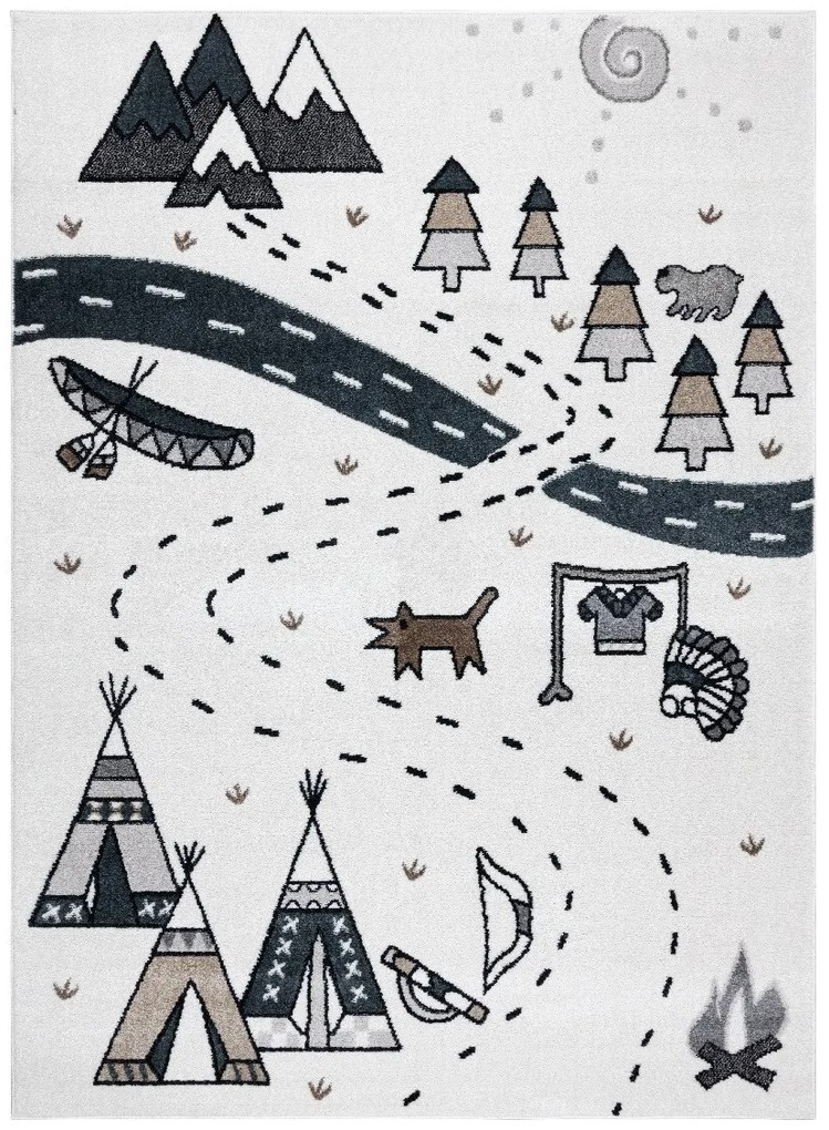 Hanse Home, Detský kusový koberec Fun Indian cream, 80x150, biela, detská izba