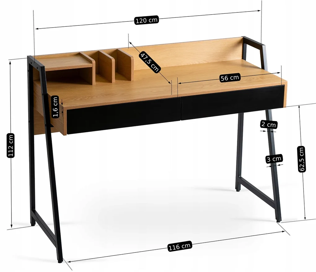 JAKS Písací stôl hnedý Cass 120 cm
