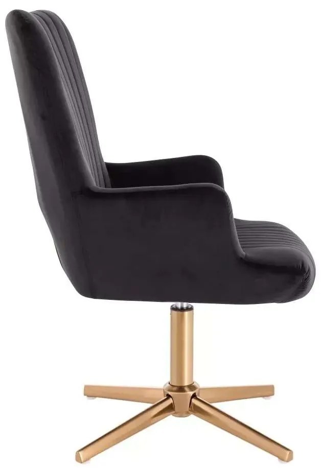 LuxuryForm DESIGN Kreslo AMADEO VELUR na zlatom kríži - čierne