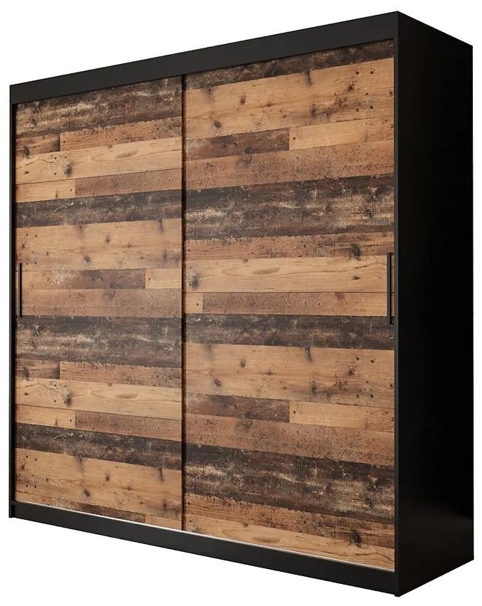 Skriňa Old Wood T 200 Čierna/Old Style