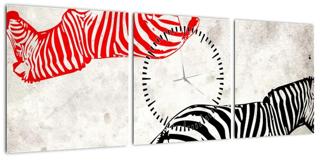 Obraz - Zebry (s hodinami) (90x30 cm)
