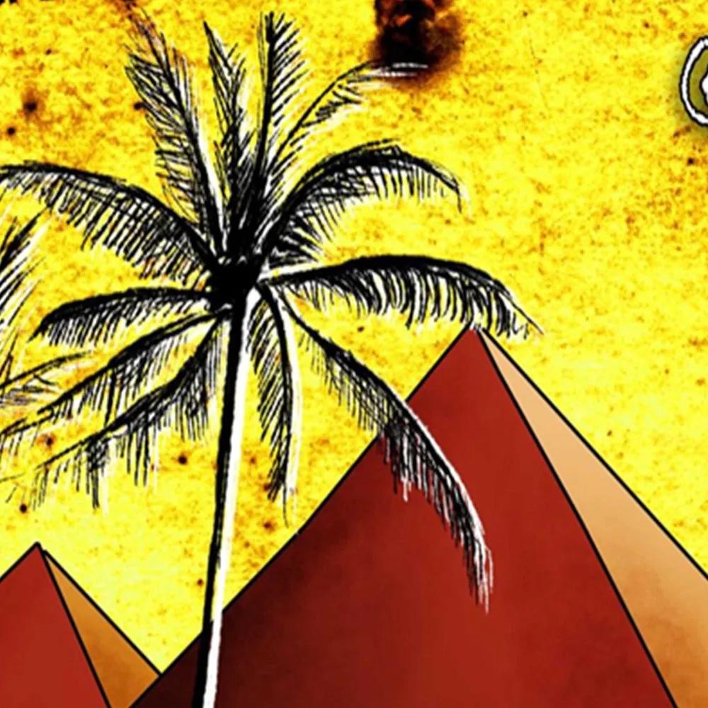 Ozdobný paraván Afrika Pyramidy Palmy - 110x170 cm, trojdielny, obojstranný paraván 360°