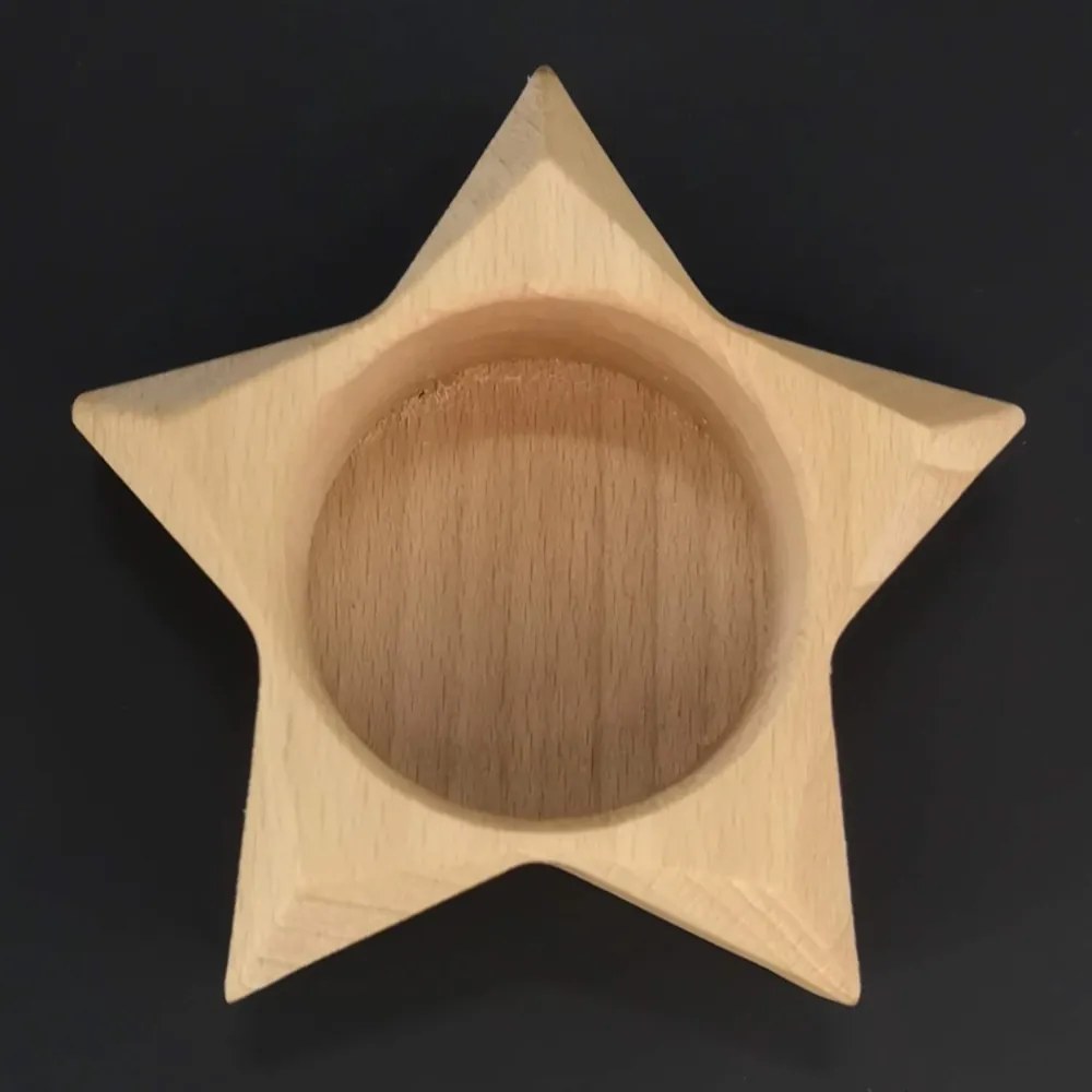 AMADEA Drevený svietnik v tvare hviezdy, masívne drevo, 10x3 cm