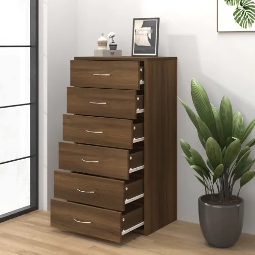 vidaXL Komoda so 6 zásuvkami hnedý dub 50x34x96 cm spracované drevo-