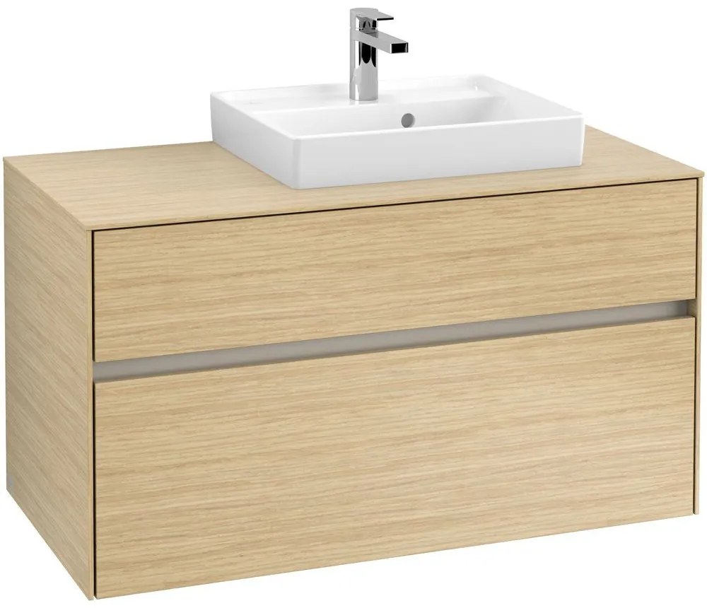 VILLEROY &amp; BOCH Collaro závesná skrinka pod umývadlo na dosku (umývadlo vpravo), 2 zásuvky, s LED osvetlením, 1000 x 500 x 548 mm, Nordic Oak, C015B0VJ