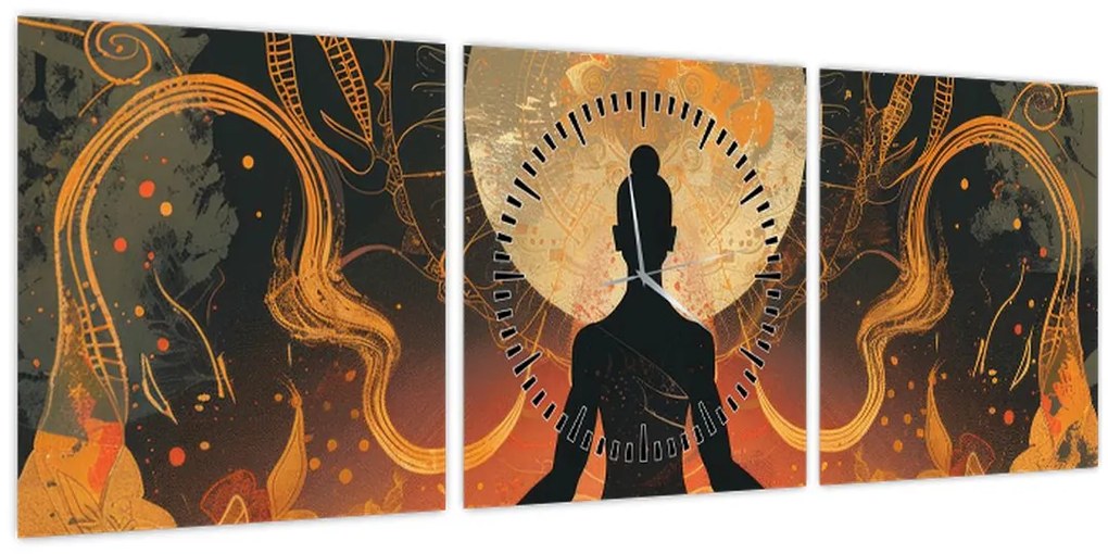 Obraz - Meditácia (s hodinami) (90x30 cm)