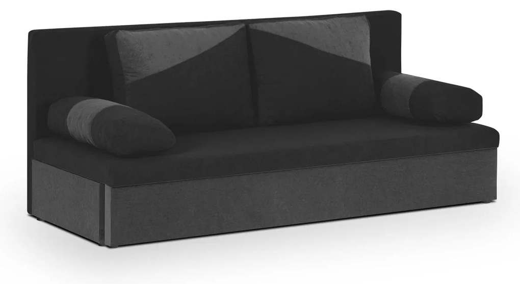 Pohovka pre 3 osoby s funkciou spania ROLO Čierna/sivá