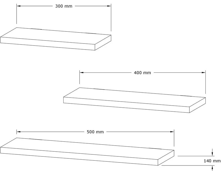 Polica v dekore duba v súprave 3 ks Leila - Kalune Design