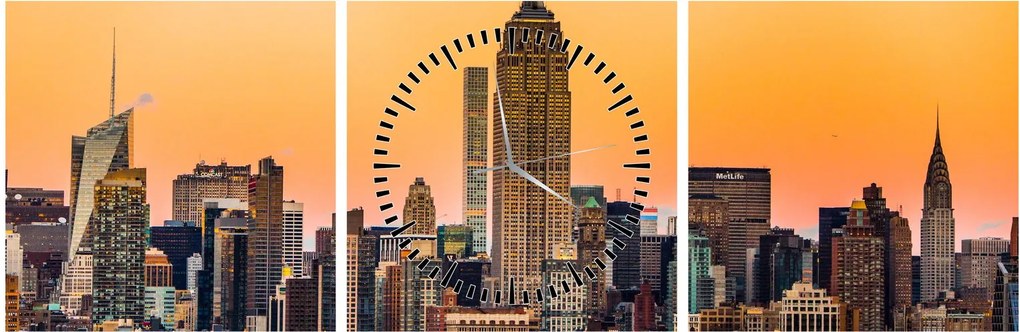 Obraz New Yorku (s hodinami) (90x30 cm)