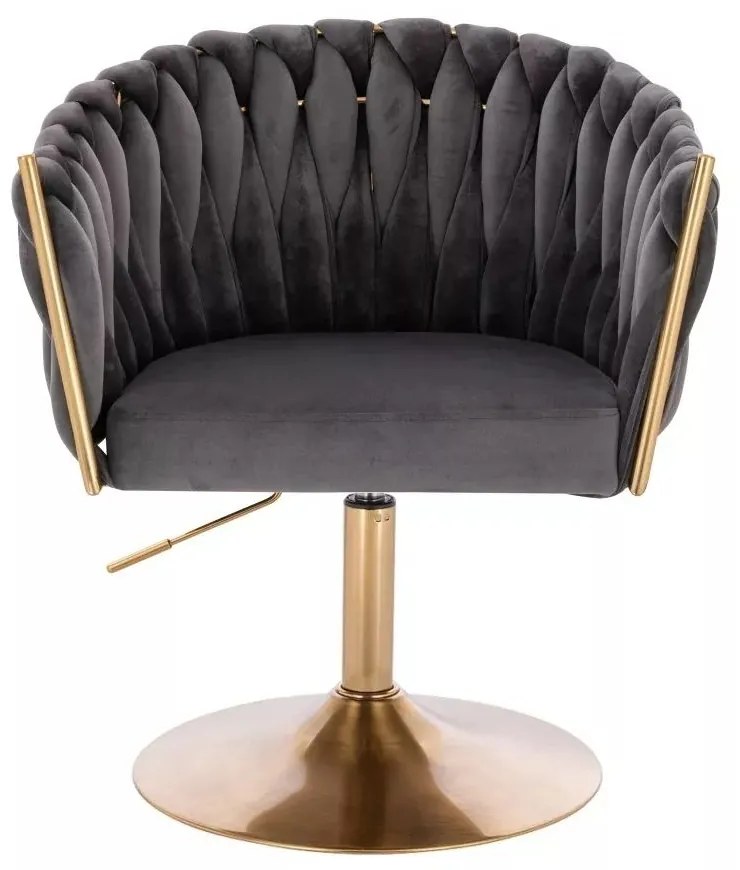 LuxuryForm DESIGN Kreslo NORDEN VELUR na zlatom tanieri - tmavo šedé